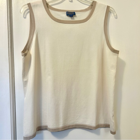 Pendleton Silk Cotton Sweater Shell Tank 2X Cream Taupe Summer Layer - Picture 7 of 15